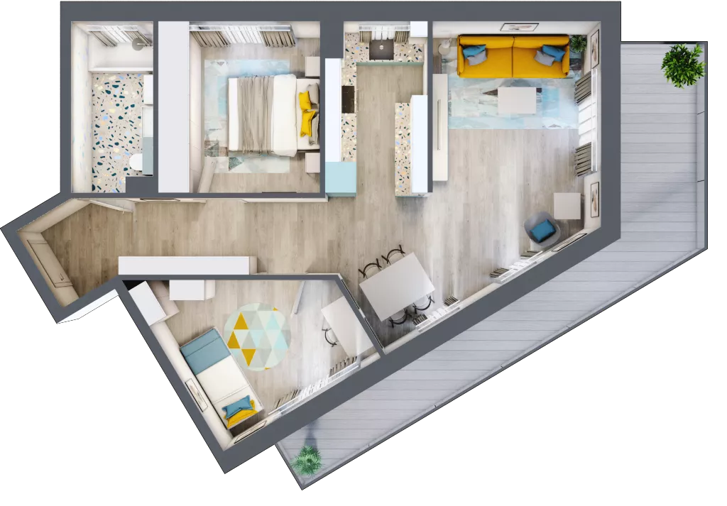 3 pokoje, mieszkanie 66,35 m², piętro 3, oferta nr F.A.41, Pruszcz Park - bud. F , Pruszcz Gdański, ul. Arctowskiego 