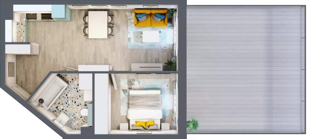 2 pokoje, mieszkanie 43,72 m², piętro 1, oferta nr F.B.6, Pruszcz Park - bud. F , Pruszcz Gdański, ul. Arctowskiego 