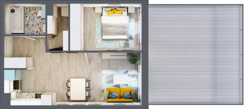 2 pokoje, mieszkanie 45,97 m², piętro 1, oferta nr F.B.7, Pruszcz Park - bud. F , Pruszcz Gdański, ul. Arctowskiego 