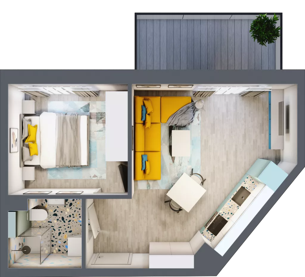 2 pokoje, mieszkanie 36,06 m², piętro 3, oferta nr F.B.21, Pruszcz Park - bud. F , Pruszcz Gdański, ul. Arctowskiego 