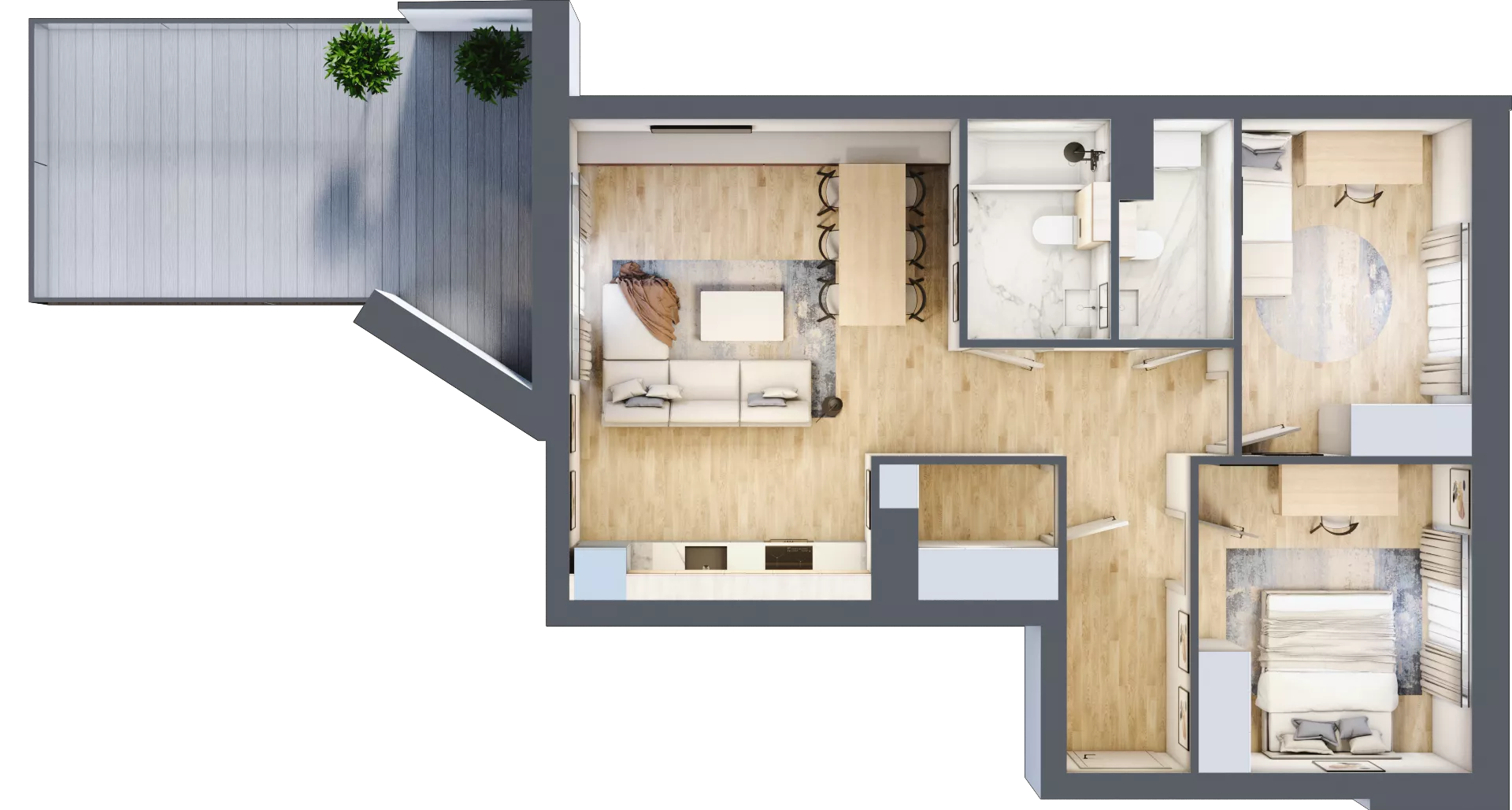 3 pokoje, mieszkanie 64,33 m², piętro 1, oferta nr 1.1, La Vie House, Kraków, Podgórze, ul. Łagiewnicka