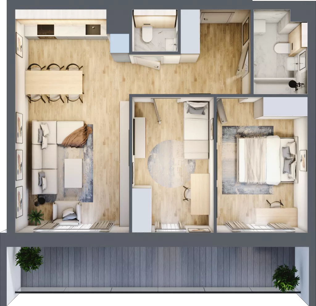 3 pokoje, mieszkanie 64,26 m², piętro 3, oferta nr 1.20, La Vie House, Kraków, Podgórze, ul. Łagiewnicka