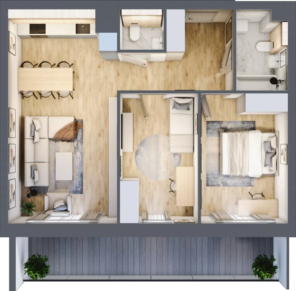 3 pokoje, mieszkanie 64,26 m², piętro 4, oferta nr 1.29, La Vie House, Kraków, Podgórze, ul. Łagiewnicka
