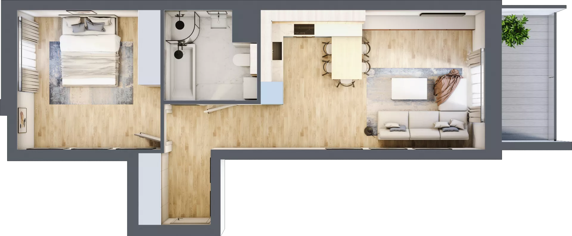 2 pokoje, mieszkanie 50,95 m², piętro 5, oferta nr 1.37, La Vie House, Kraków, Podgórze, ul. Łagiewnicka