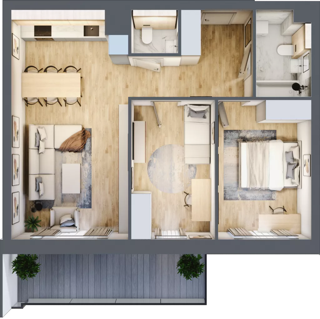 3 pokoje, mieszkanie 64,26 m², piętro 5, oferta nr 1.38, La Vie House, Kraków, Podgórze, ul. Łagiewnicka