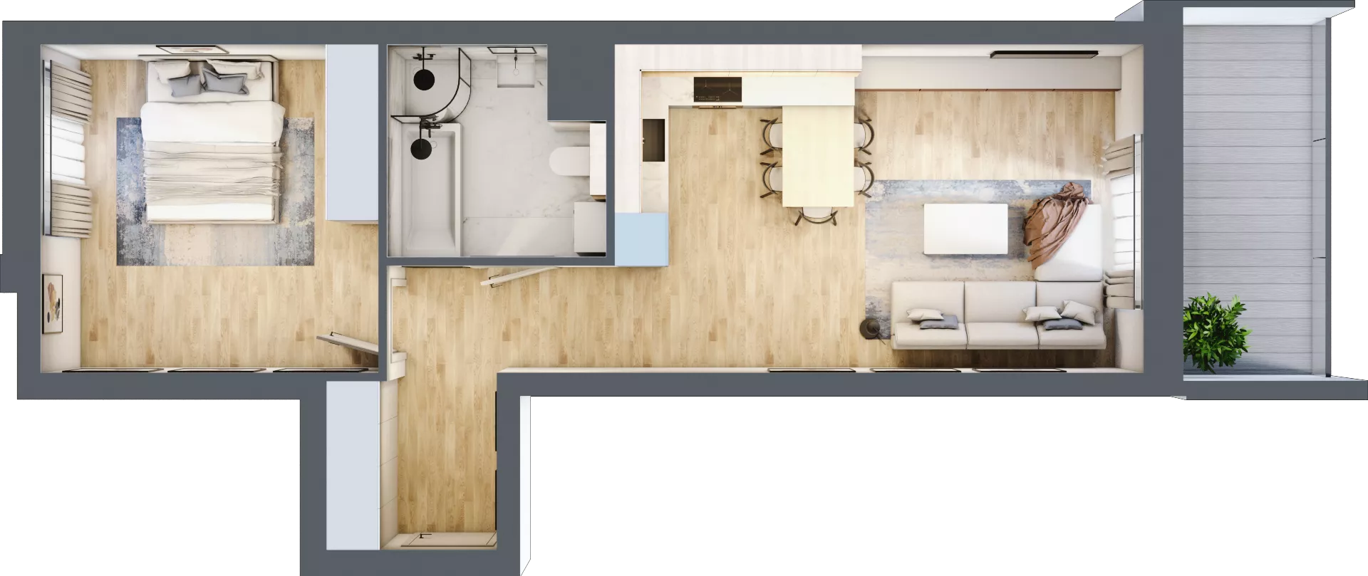 2 pokoje, mieszkanie 50,95 m², piętro 6, oferta nr 1.46, La Vie House, Kraków, Podgórze, ul. Łagiewnicka