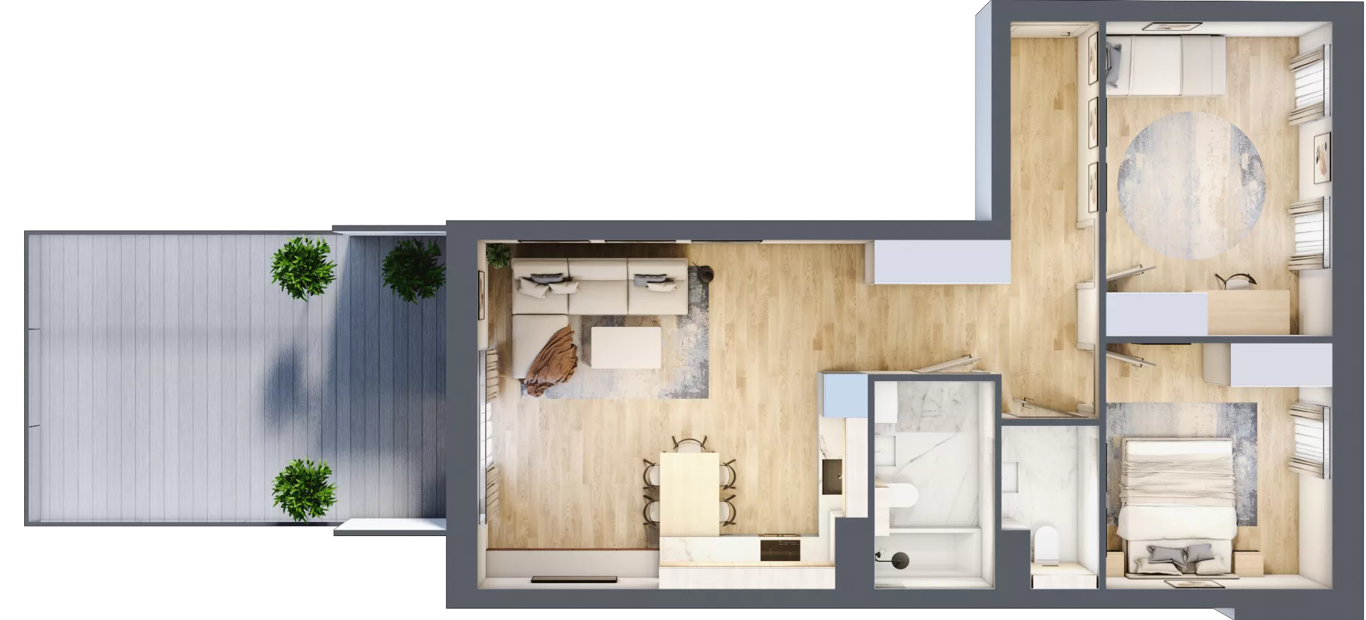 3 pokoje, mieszkanie 67,42 m², piętro 1, oferta nr 1.54, La Vie House, Kraków, Podgórze, ul. Łagiewnicka