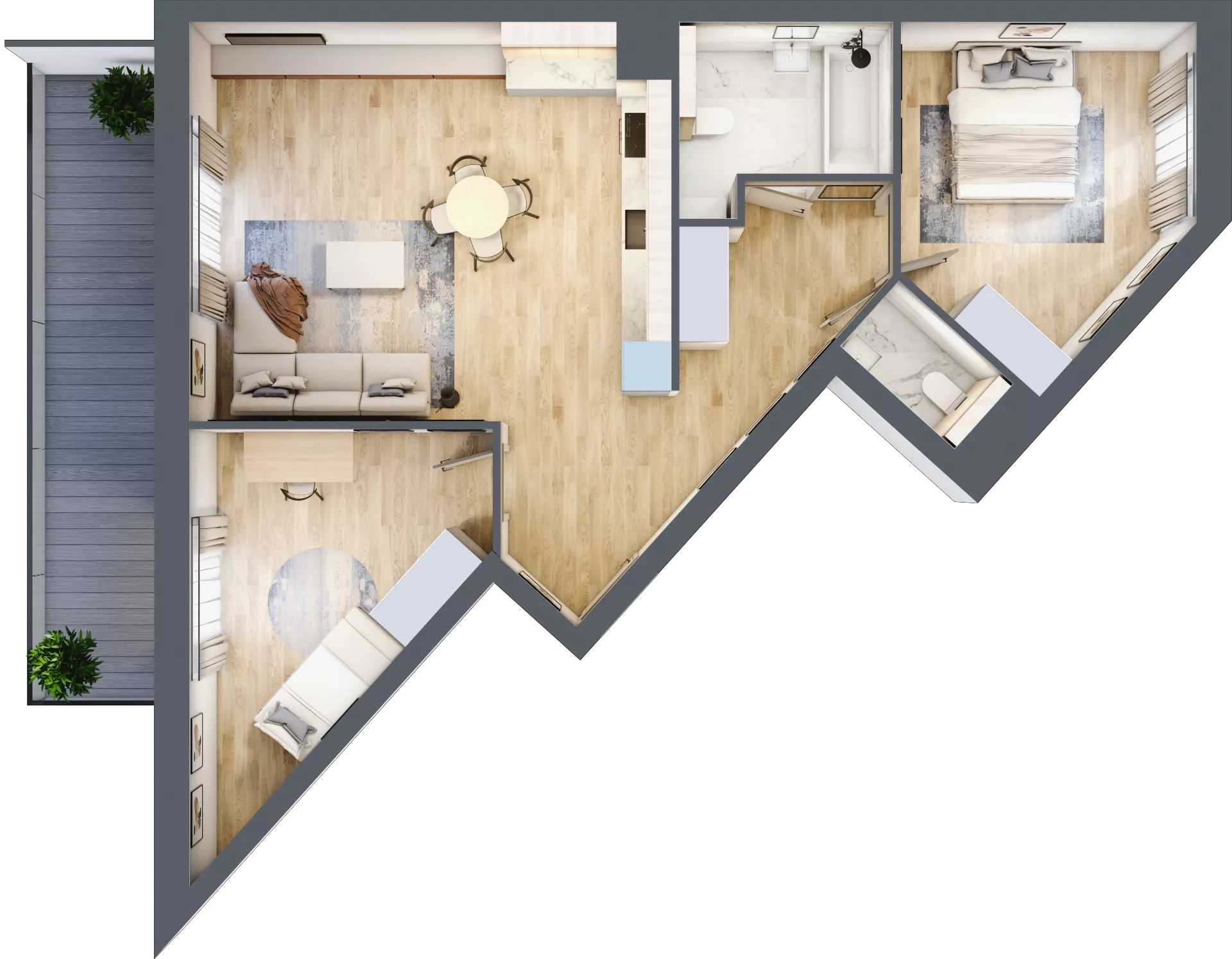 3 pokoje, mieszkanie 72,15 m², piętro 1, oferta nr 1.57, La Vie House, Kraków, Podgórze, ul. Łagiewnicka