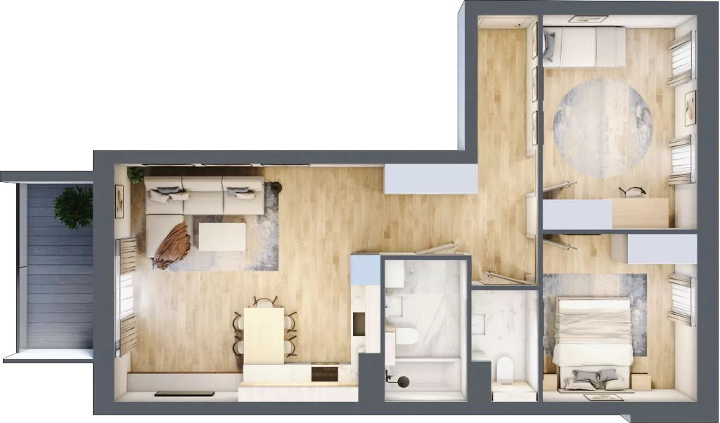 3 pokoje, mieszkanie 69,31 m², piętro 2, oferta nr 1.58, La Vie House, Kraków, Podgórze, ul. Łagiewnicka