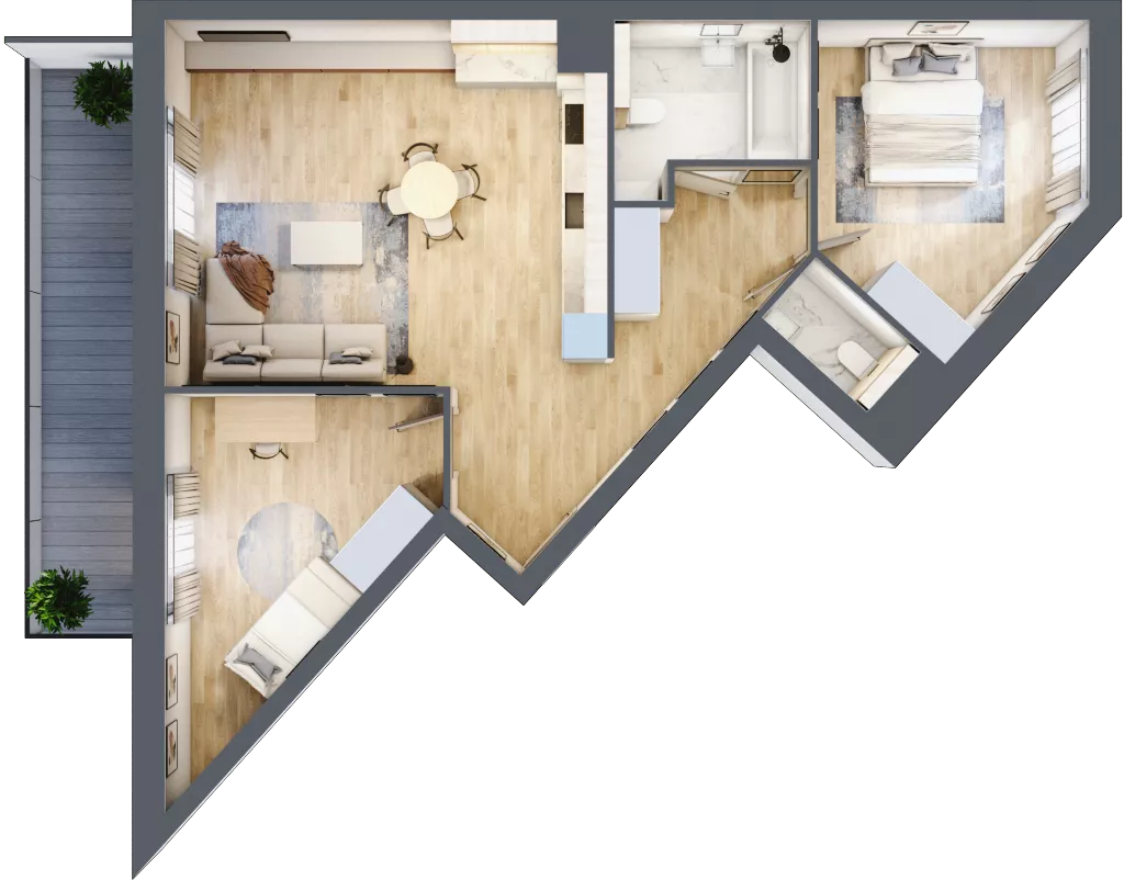 3 pokoje, mieszkanie 73,62 m², piętro 4, oferta nr 1.69, La Vie House, Kraków, Podgórze, ul. Łagiewnicka