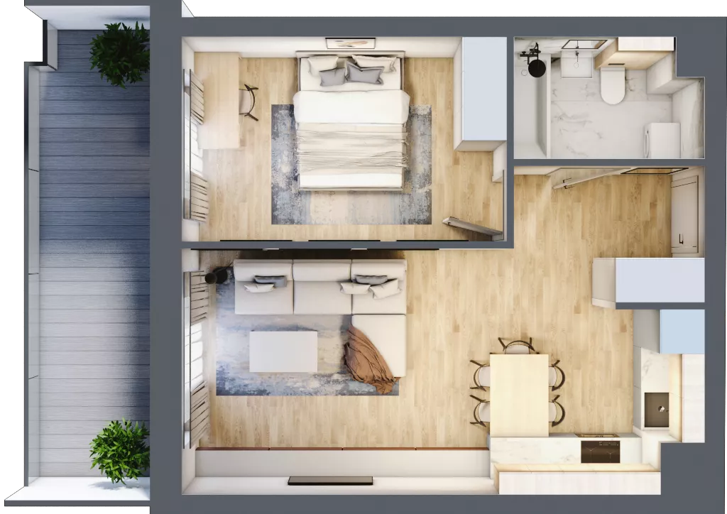 2 pokoje, mieszkanie 43,35 m², piętro 5, oferta nr 1.71, La Vie House, Kraków, Podgórze, ul. Łagiewnicka