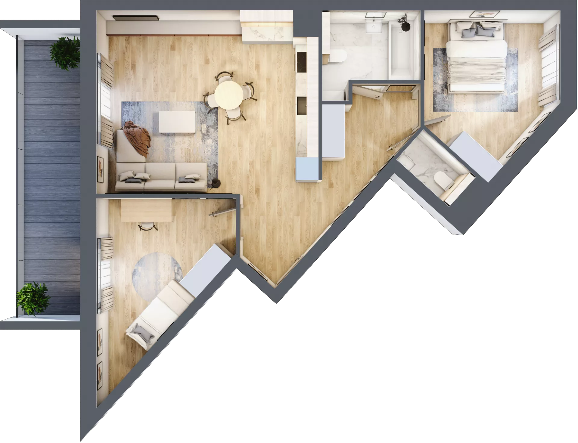 3 pokoje, mieszkanie 73,62 m², piętro 5, oferta nr 1.73, La Vie House, Kraków, Podgórze, ul. Łagiewnicka