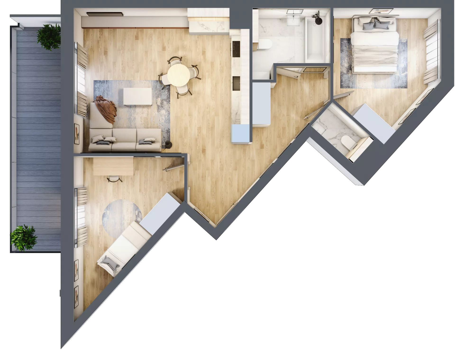 3 pokoje, mieszkanie 73,62 m², piętro 6, oferta nr 1.77, La Vie House, Kraków, Podgórze, ul. Łagiewnicka