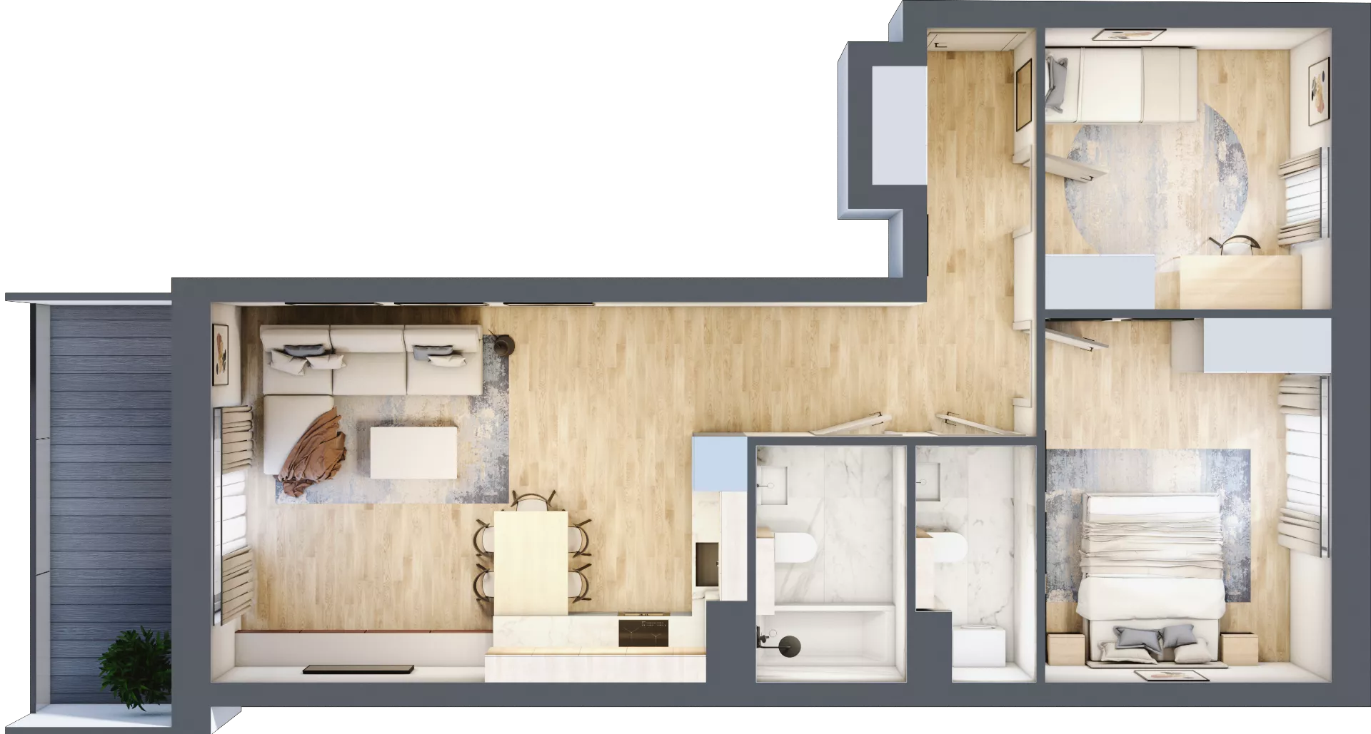 3 pokoje, mieszkanie 62,88 m², piętro 1, oferta nr 1.78, La Vie House, Kraków, Podgórze, ul. Łagiewnicka