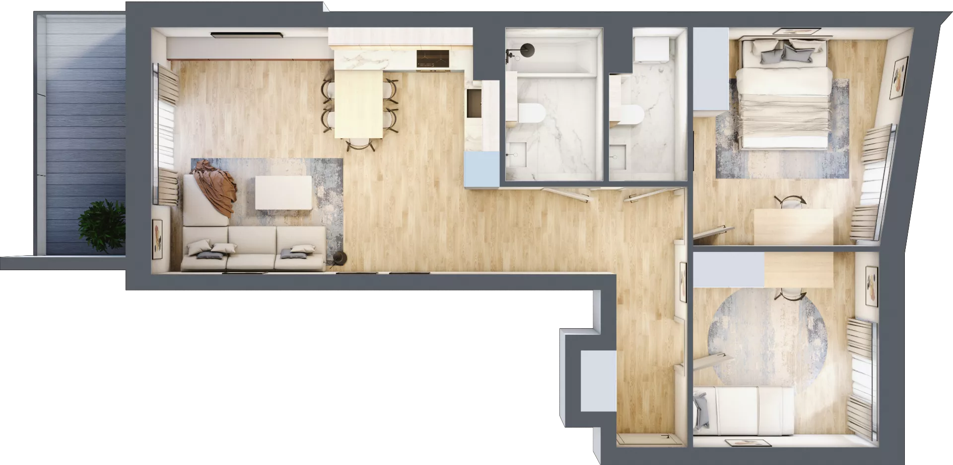 3 pokoje, mieszkanie 63,45 m², piętro 1, oferta nr 1.82, La Vie House, Kraków, Podgórze, ul. Łagiewnicka