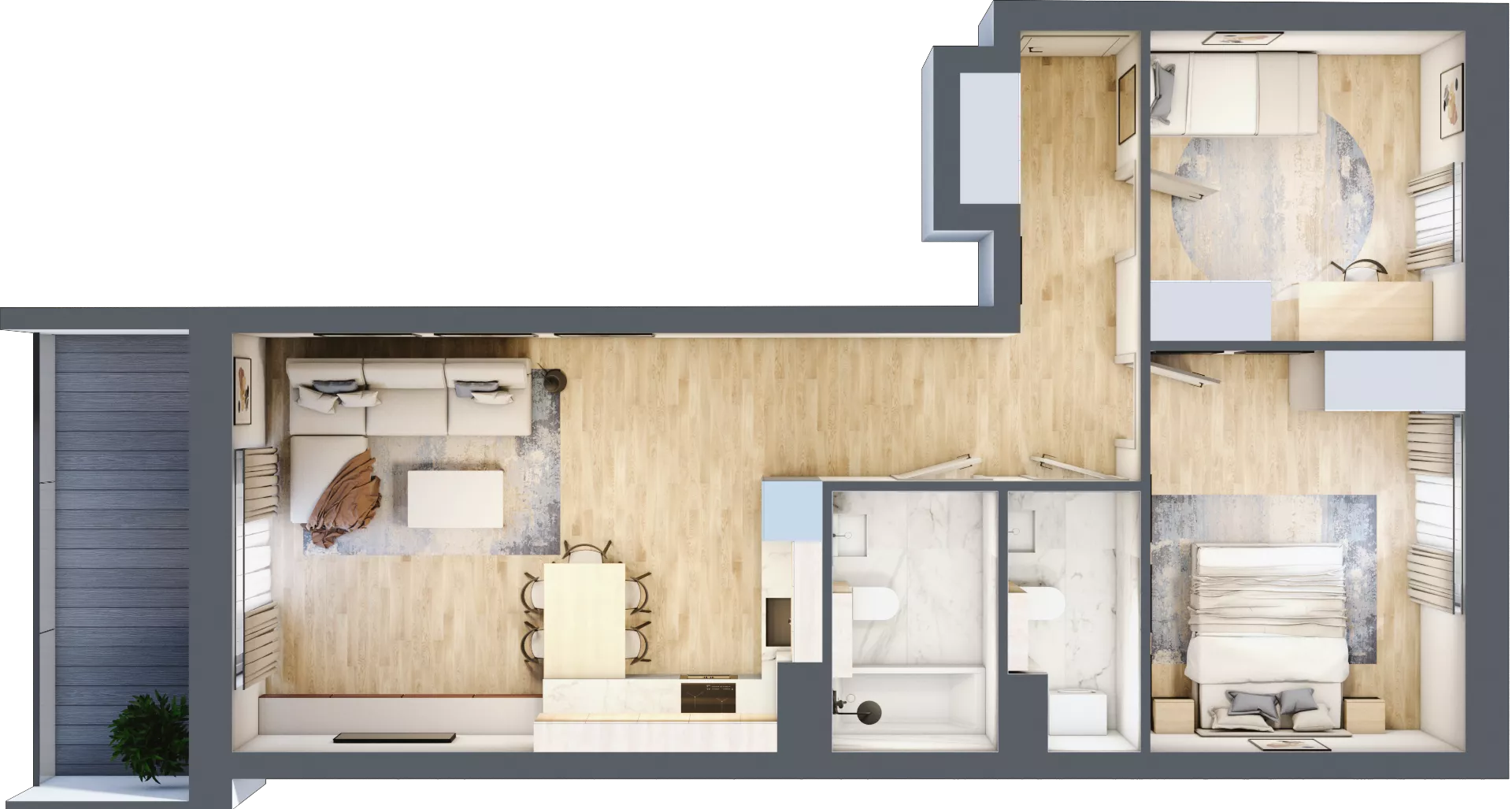 3 pokoje, mieszkanie 64,42 m², piętro 2, oferta nr 1.83, La Vie House, Kraków, Podgórze, ul. Łagiewnicka