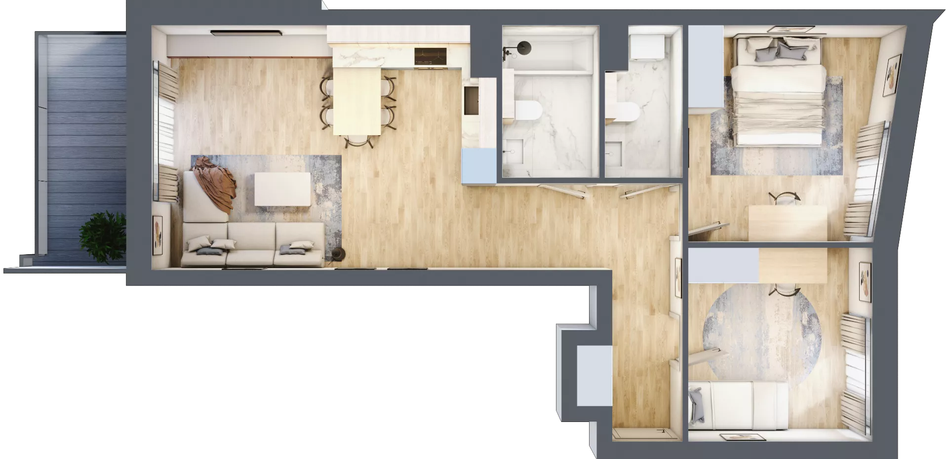 3 pokoje, mieszkanie 65,46 m², piętro 2, oferta nr 1.87, La Vie House, Kraków, Podgórze, ul. Łagiewnicka