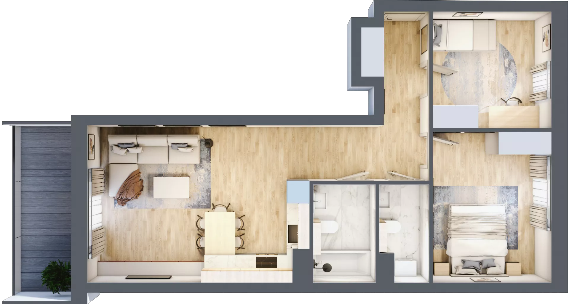 3 pokoje, mieszkanie 64,42 m², piętro 3, oferta nr 1.88, La Vie House, Kraków, Podgórze, ul. Łagiewnicka