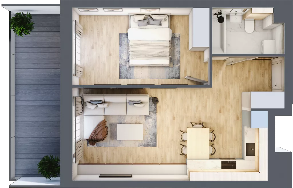2 pokoje, mieszkanie 45,27 m², piętro 3, oferta nr 1.89, La Vie House, Kraków, Podgórze, ul. Łagiewnicka