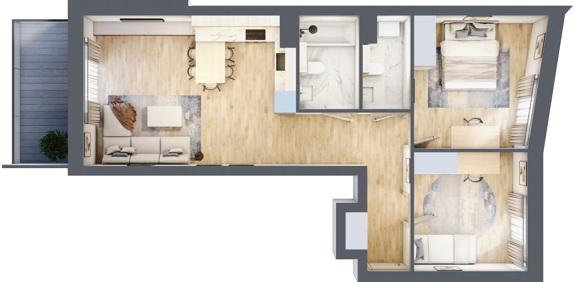 3 pokoje, mieszkanie 65,46 m², piętro 3, oferta nr 1.92, La Vie House, Kraków, Podgórze, ul. Łagiewnicka