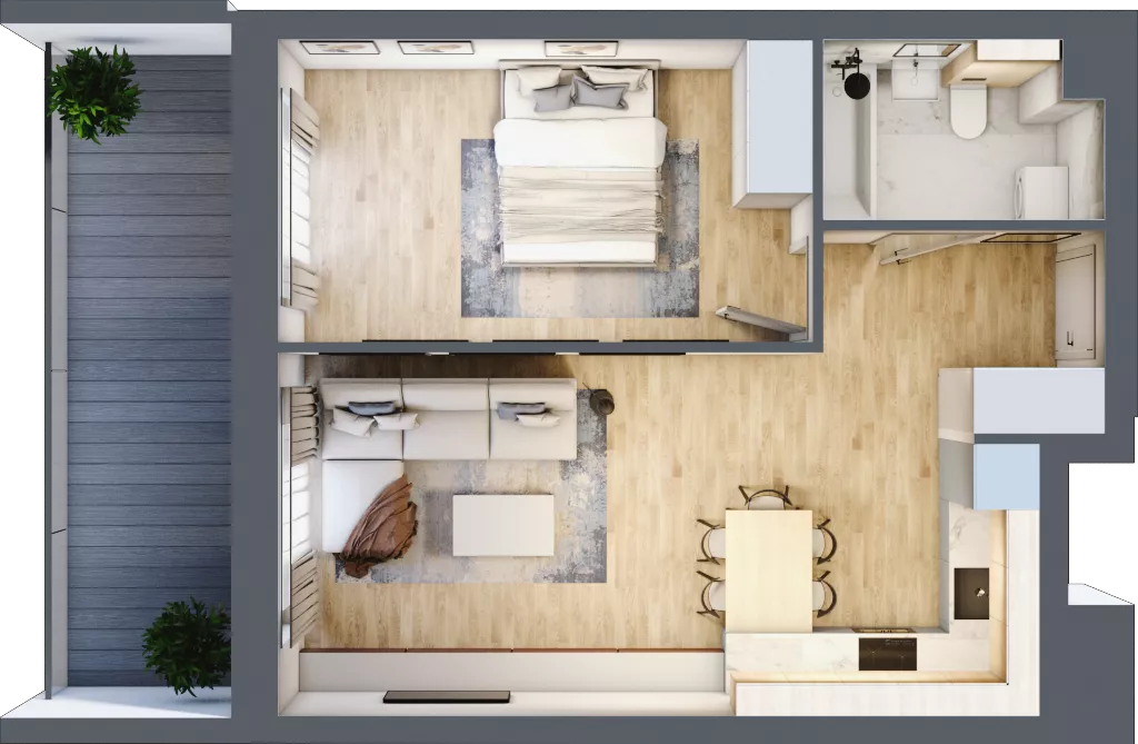 2 pokoje, mieszkanie 45,27 m², piętro 4, oferta nr 1.94, La Vie House, Kraków, Podgórze, ul. Łagiewnicka