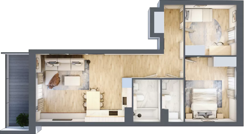3 pokoje, mieszkanie 64,42 m², piętro 5, oferta nr 1.98, La Vie House, Kraków, Podgórze, ul. Łagiewnicka