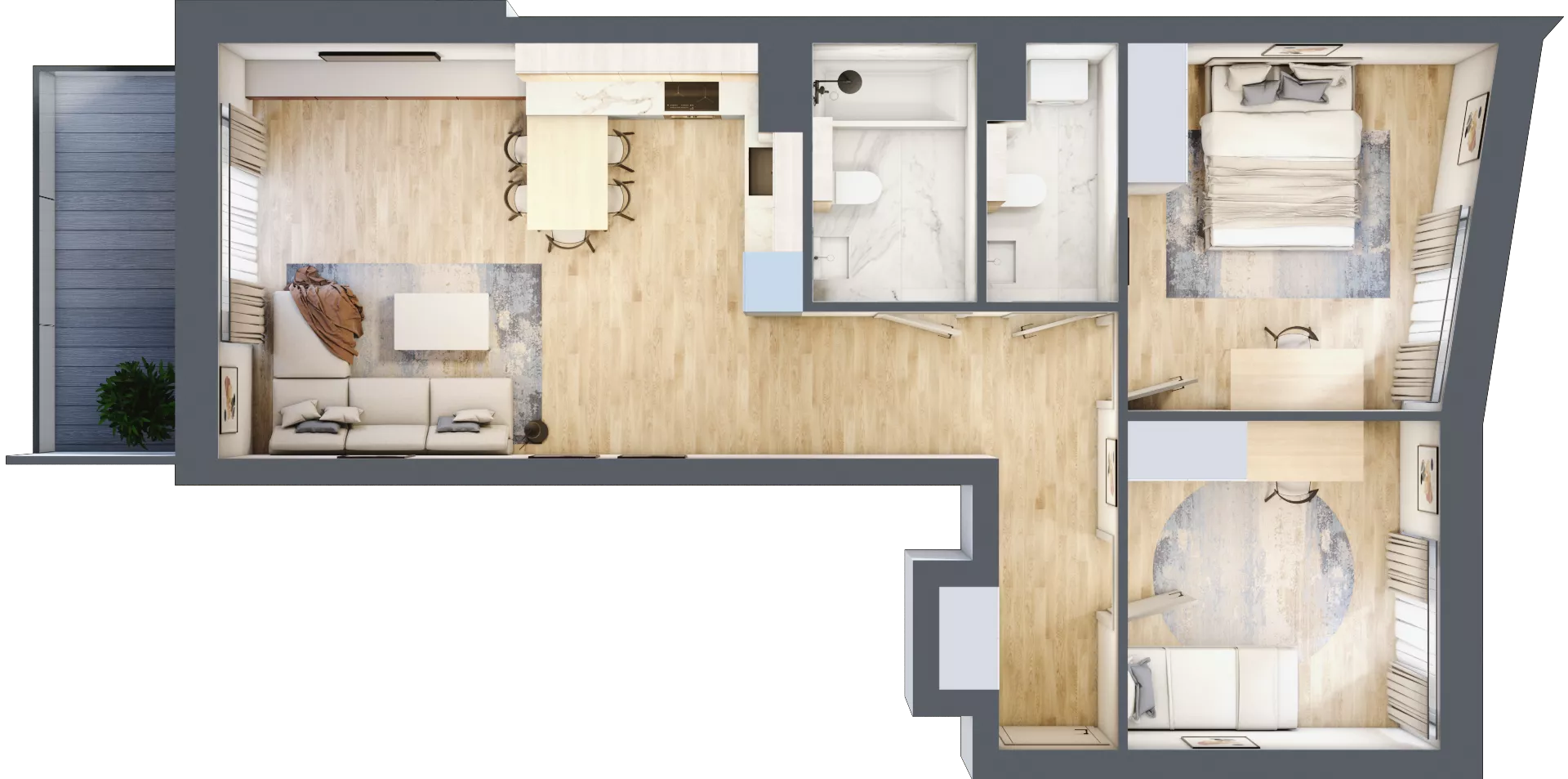 3 pokoje, mieszkanie 65,46 m², piętro 5, oferta nr 1.102, La Vie House, Kraków, Podgórze, ul. Łagiewnicka
