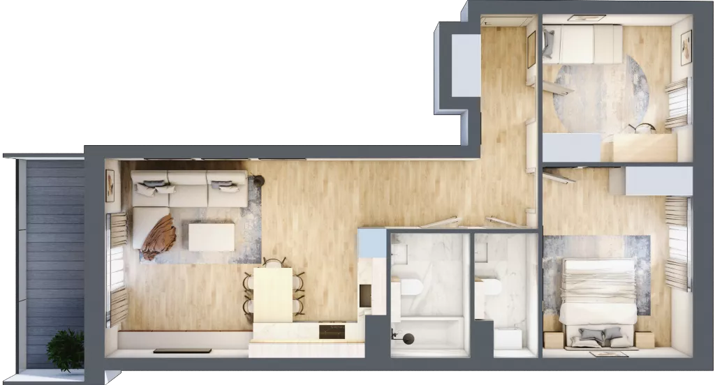 3 pokoje, mieszkanie 64,42 m², piętro 6, oferta nr 1.103, La Vie House, Kraków, Podgórze, ul. Łagiewnicka
