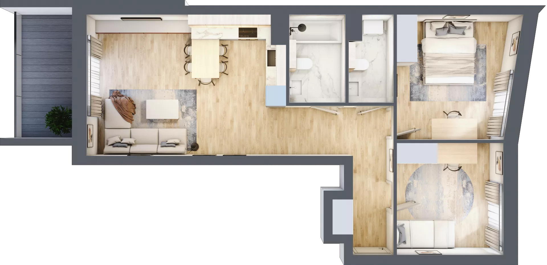 3 pokoje, mieszkanie 65,46 m², piętro 6, oferta nr 1.107, La Vie House, Kraków, Podgórze, ul. Łagiewnicka