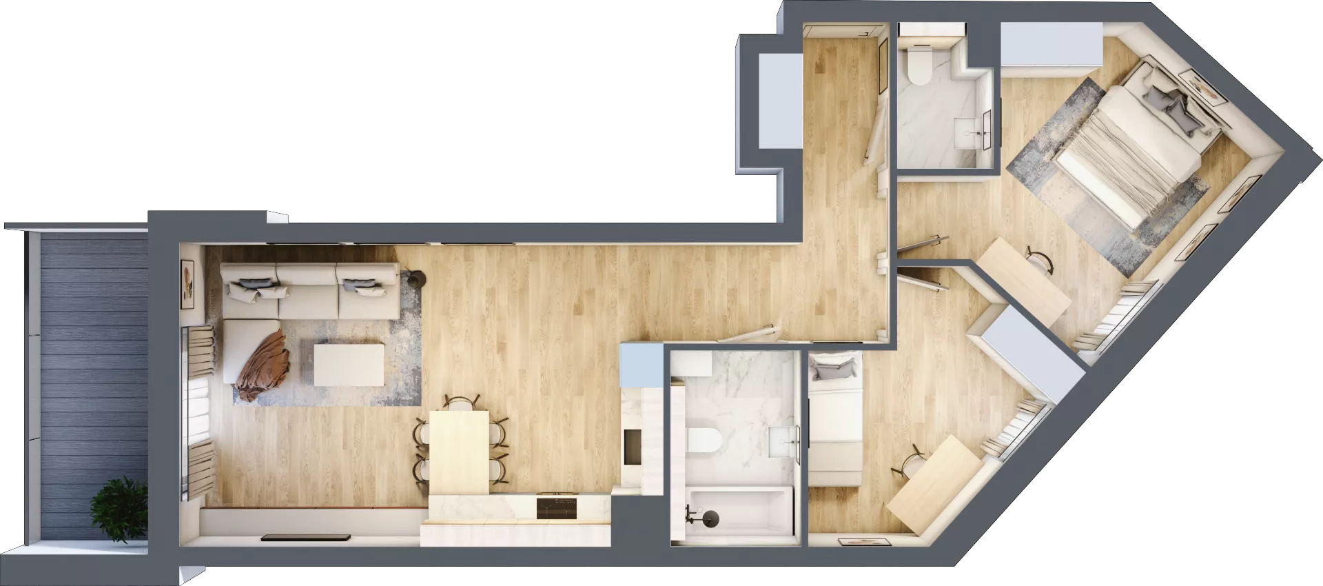 3 pokoje, mieszkanie 66,50 m², piętro 1, oferta nr 1.108, La Vie House, Kraków, Podgórze, ul. Łagiewnicka