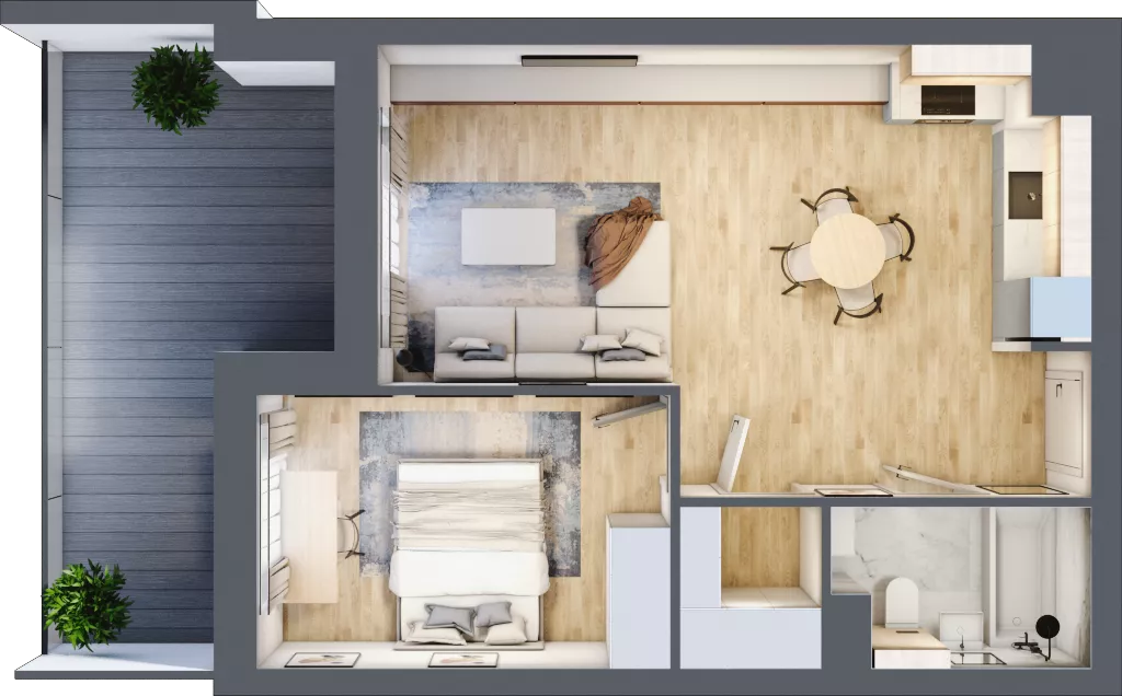 2 pokoje, mieszkanie 45,38 m², piętro 1, oferta nr 1.110, La Vie House, Kraków, Podgórze, ul. Łagiewnicka