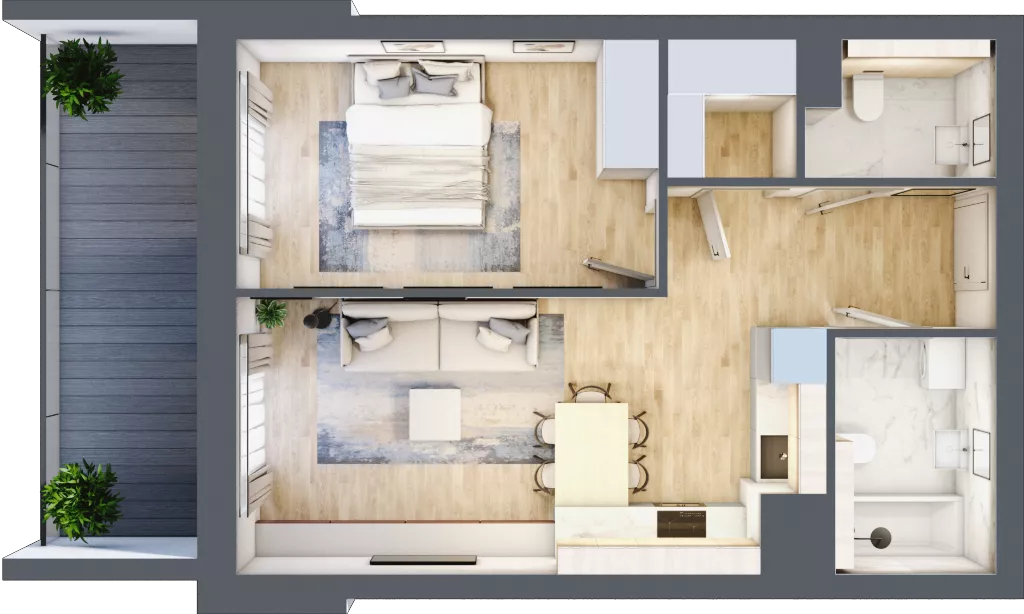 2 pokoje, mieszkanie 45,82 m², piętro 1, oferta nr 1.111, La Vie House, Kraków, Podgórze, ul. Łagiewnicka