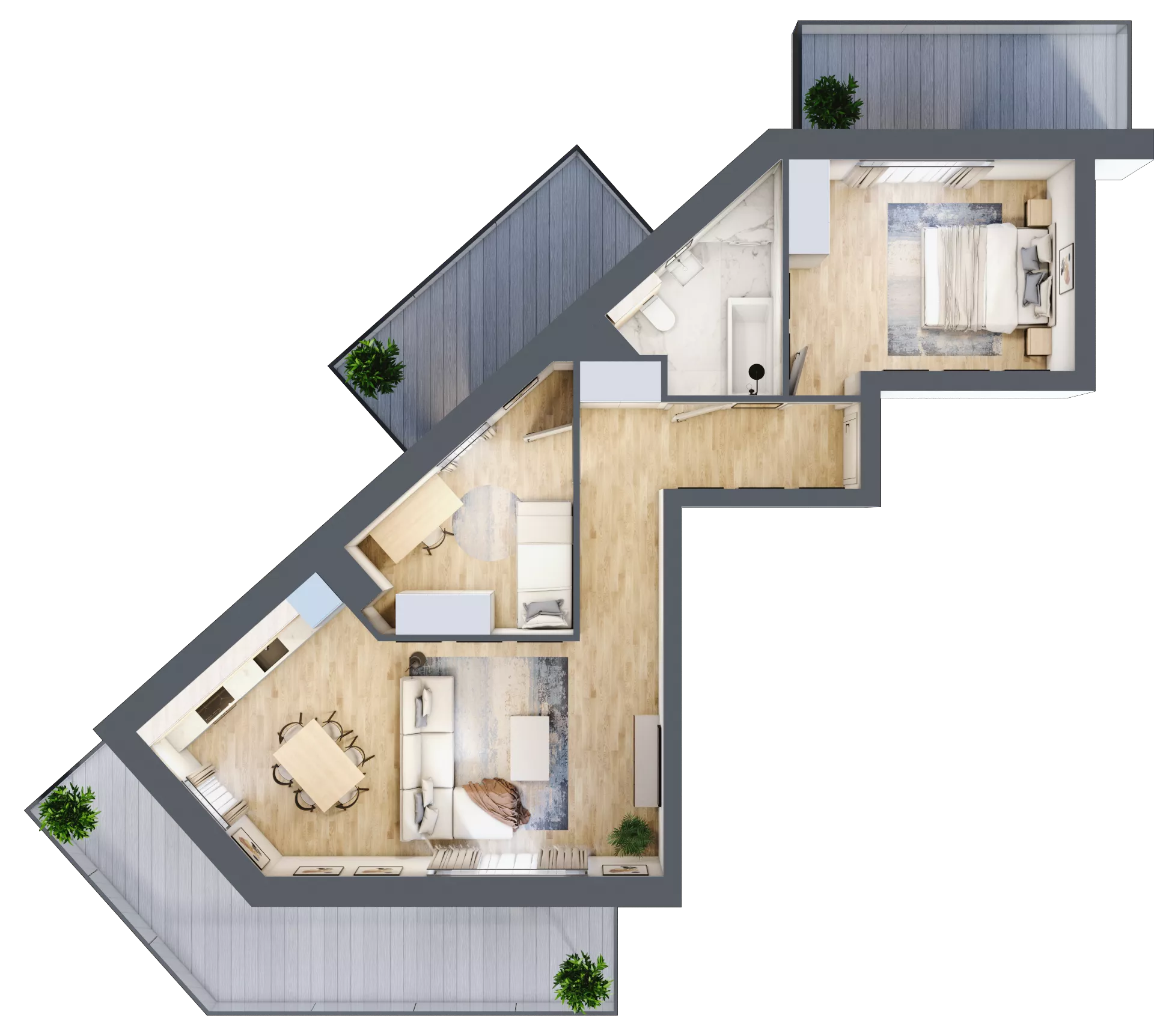 3 pokoje, mieszkanie 62,46 m², piętro 1, oferta nr 1.113, La Vie House, Kraków, Podgórze, ul. Łagiewnicka