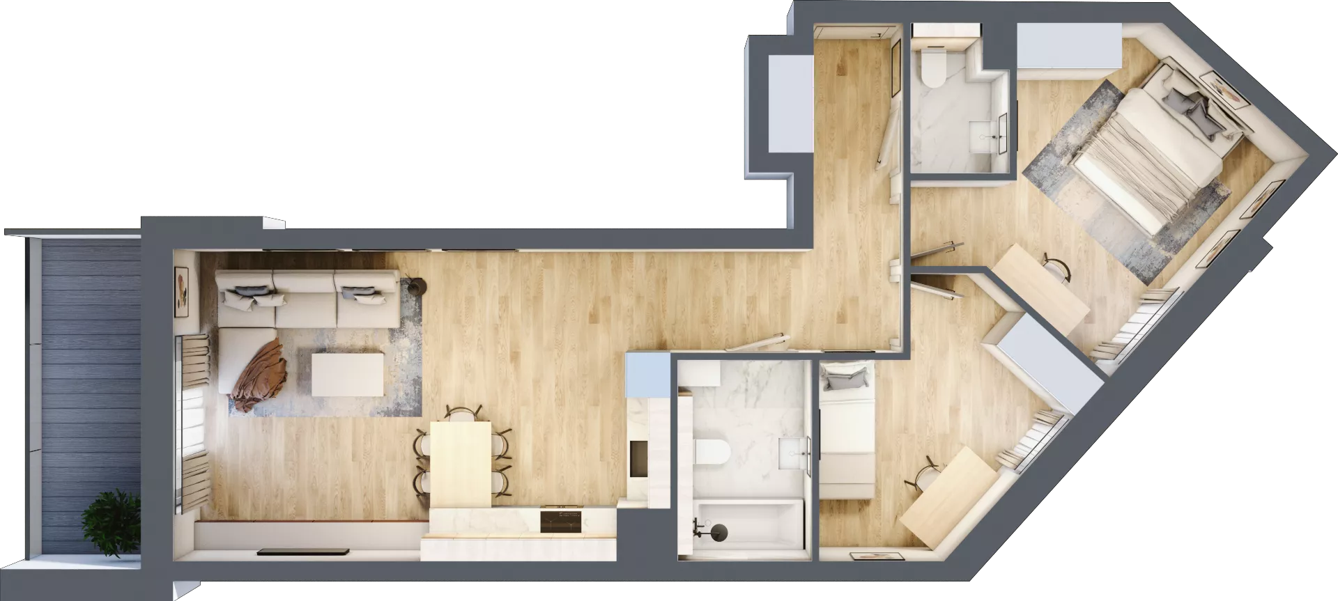 3 pokoje, mieszkanie 68,78 m², piętro 2, oferta nr 1.115, La Vie House, Kraków, Podgórze, ul. Łagiewnicka