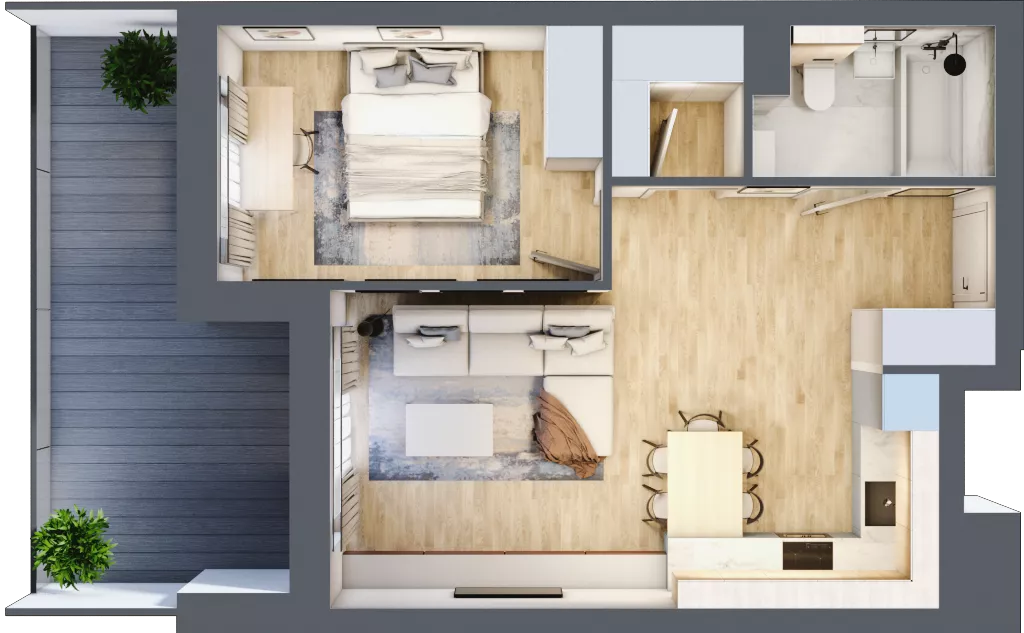 2 pokoje, mieszkanie 44,95 m², piętro 2, oferta nr 1.116, La Vie House, Kraków, Podgórze, ul. Łagiewnicka