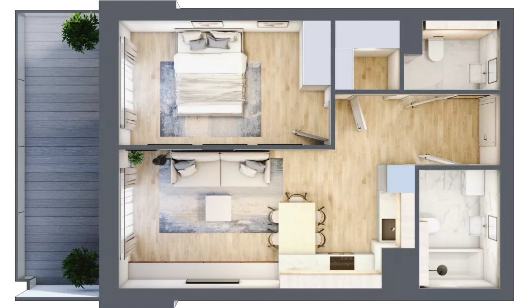 2 pokoje, mieszkanie 47,43 m², piętro 2, oferta nr 1.118, La Vie House, Kraków, Podgórze, ul. Łagiewnicka
