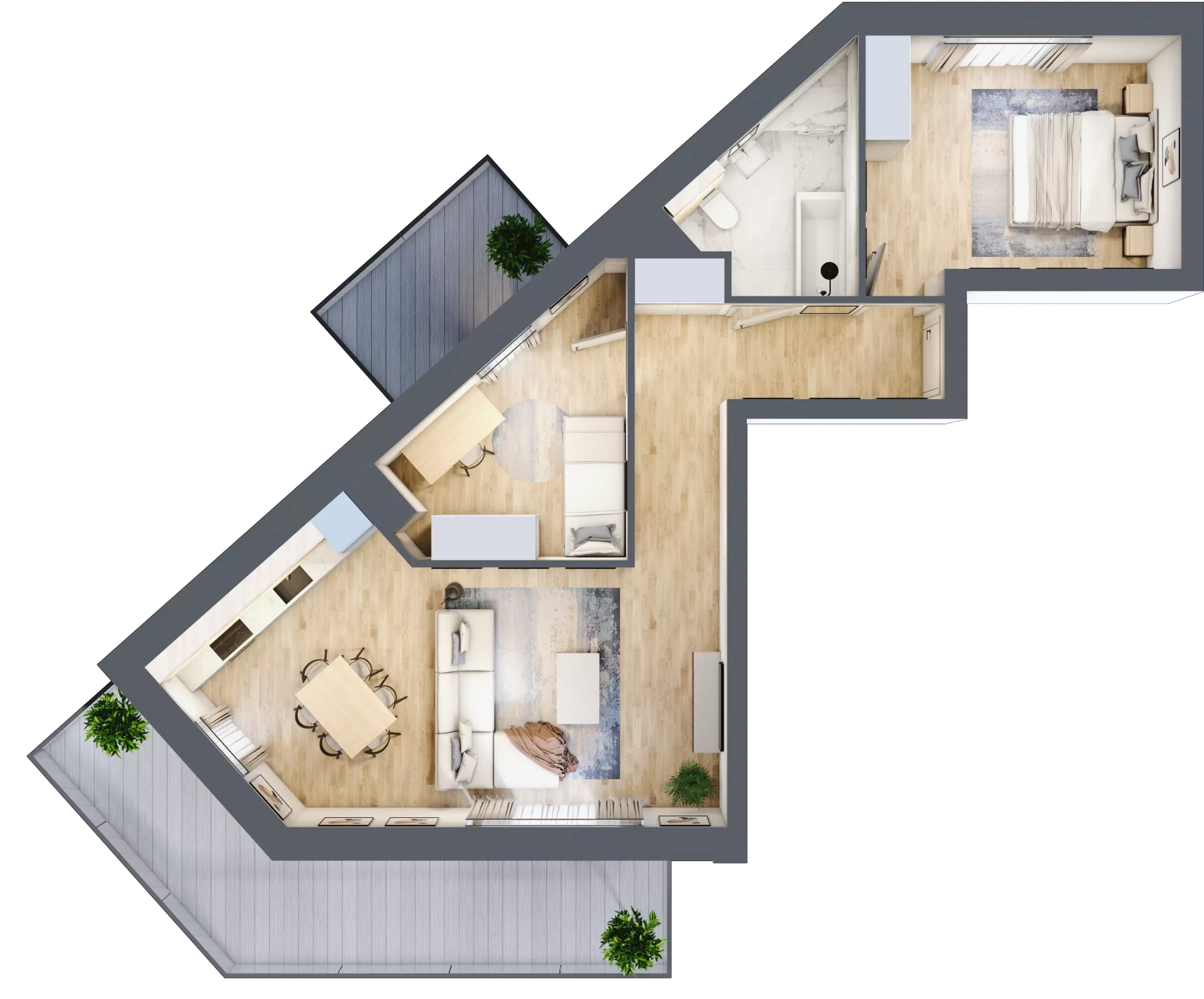 3 pokoje, mieszkanie 64,40 m², piętro 2, oferta nr 1.120, La Vie House, Kraków, Podgórze, ul. Łagiewnicka