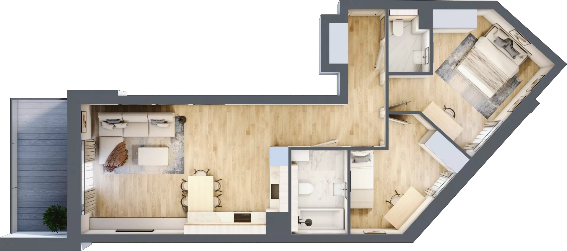 3 pokoje, mieszkanie 68,78 m², piętro 3, oferta nr 1.123, La Vie House, Kraków, Podgórze, ul. Łagiewnicka