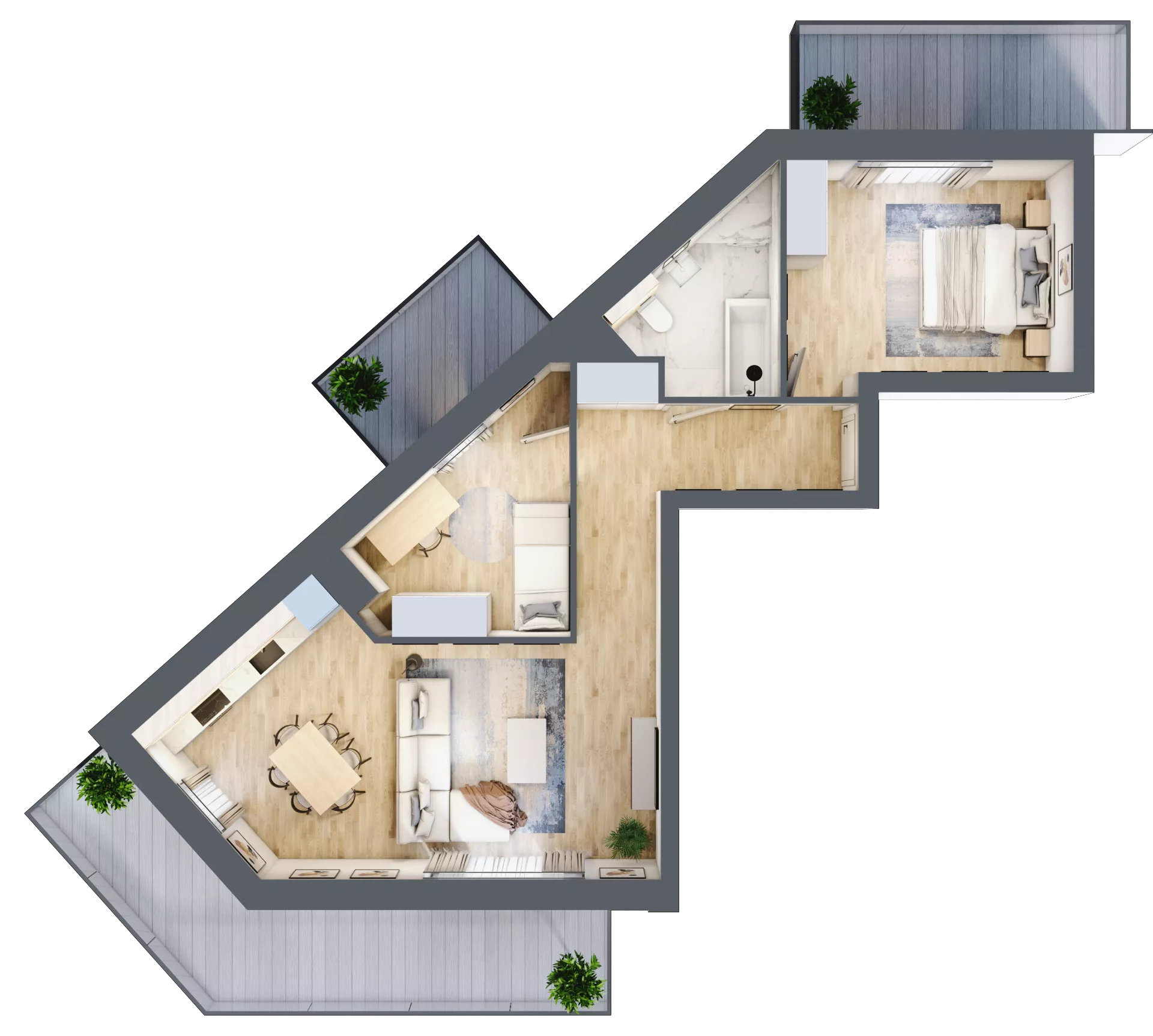 3 pokoje, mieszkanie 64,40 m², piętro 3, oferta nr 1.128, La Vie House, Kraków, Podgórze, ul. Łagiewnicka