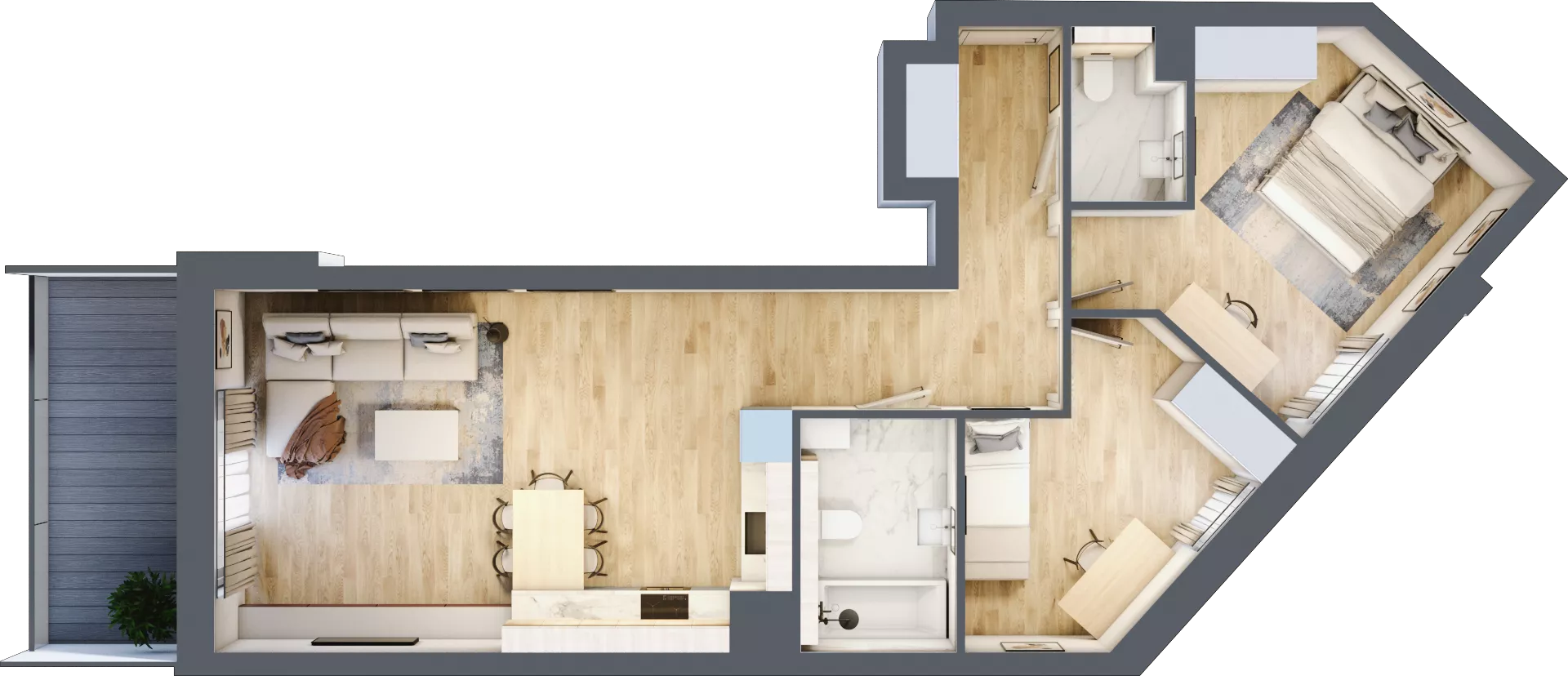 3 pokoje, mieszkanie 68,78 m², piętro 4, oferta nr 1.131, La Vie House, Kraków, Podgórze, ul. Łagiewnicka