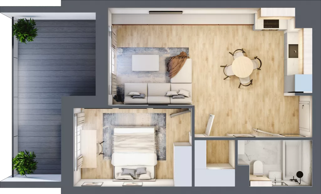 2 pokoje, mieszkanie 46,32 m², piętro 4, oferta nr 1.133, La Vie House, Kraków, Podgórze, ul. Łagiewnicka