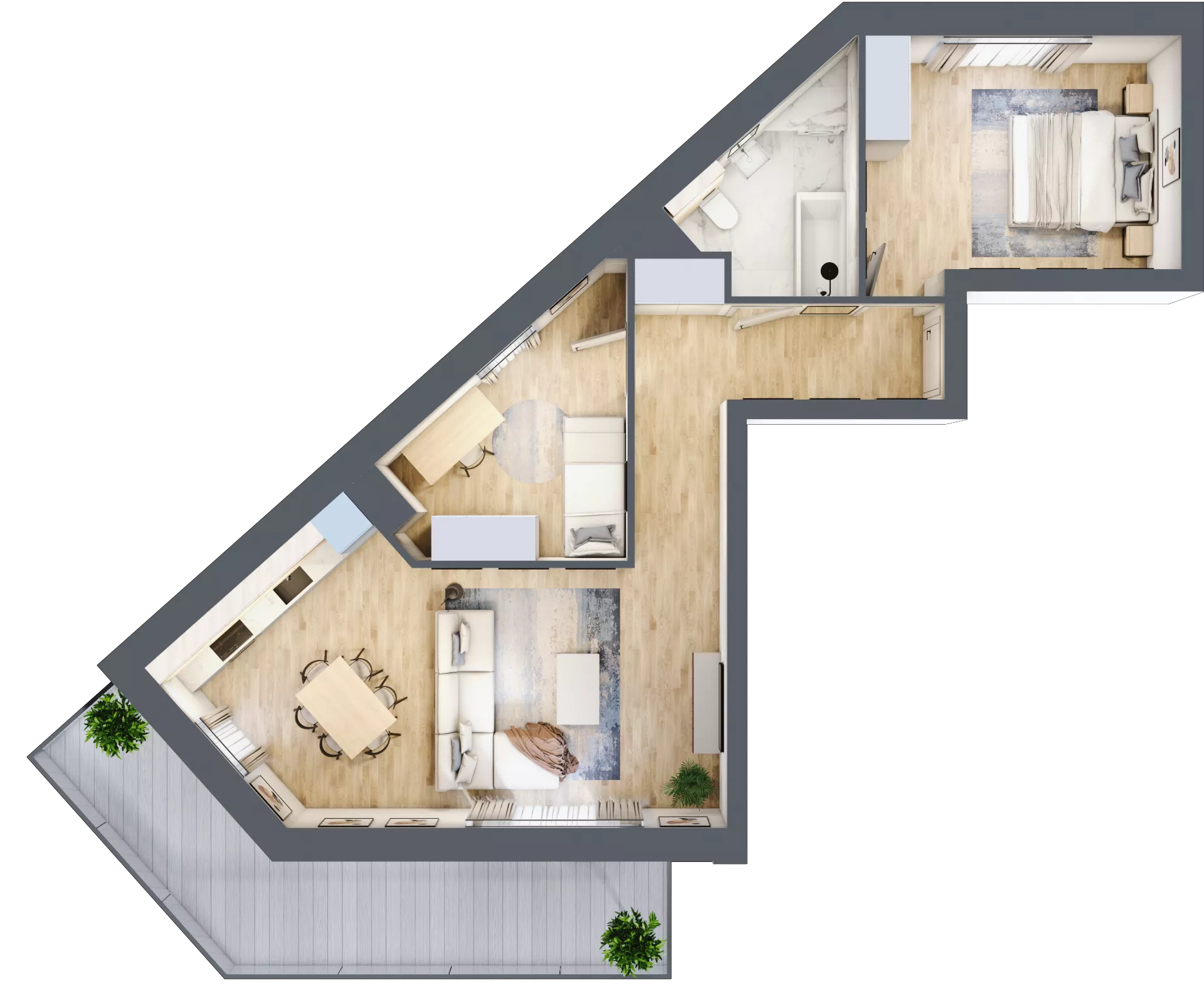 3 pokoje, mieszkanie 64,40 m², piętro 4, oferta nr 1.136, La Vie House, Kraków, Podgórze, ul. Łagiewnicka