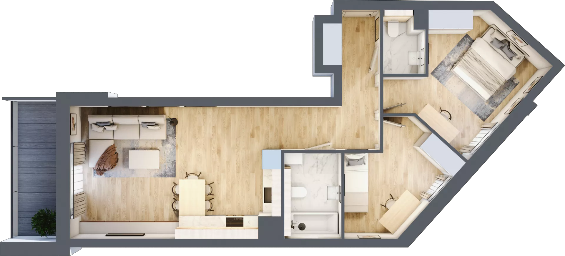 3 pokoje, mieszkanie 68,78 m², piętro 5, oferta nr 1.139, La Vie House, Kraków, Podgórze, ul. Łagiewnicka