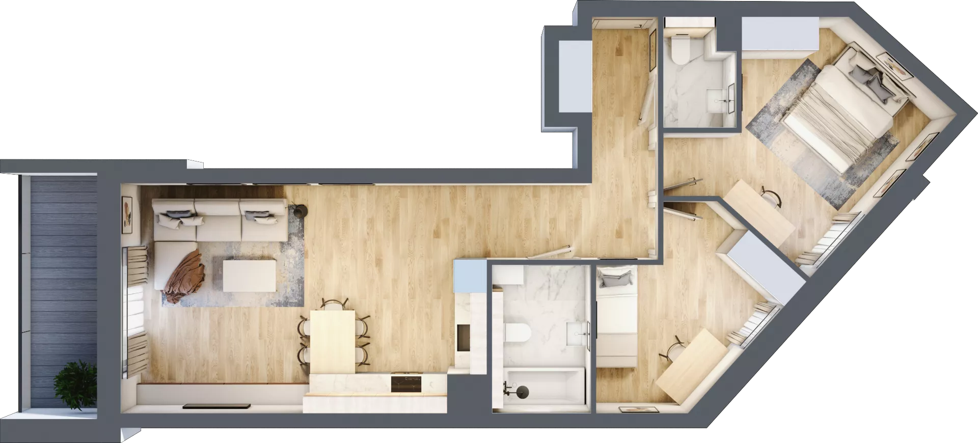 3 pokoje, mieszkanie 68,78 m², piętro 6, oferta nr 1.147, La Vie House, Kraków, Podgórze, ul. Łagiewnicka