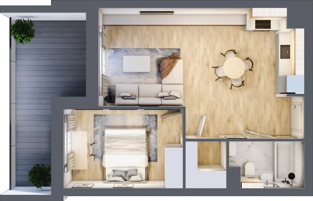 2 pokoje, mieszkanie 46,32 m², piętro 6, oferta nr 1.149, La Vie House, Kraków, Podgórze, ul. Łagiewnicka