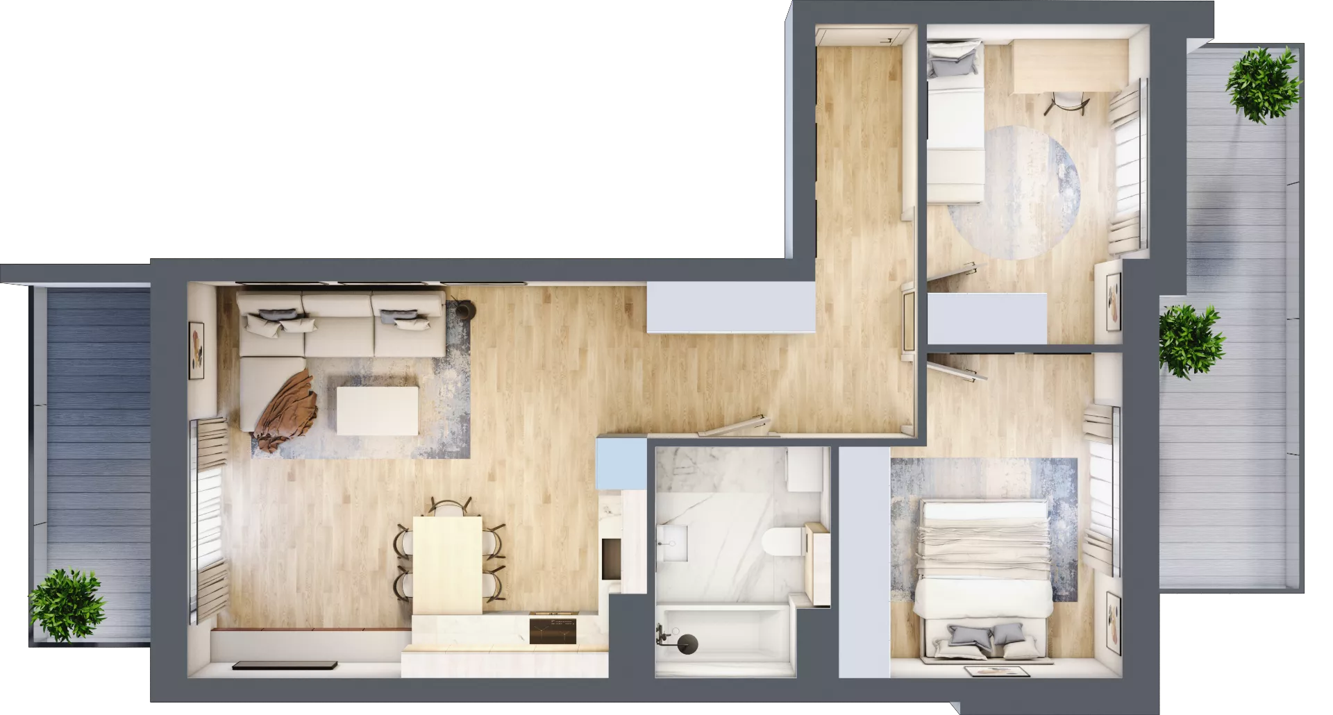 3 pokoje, mieszkanie 62,06 m², piętro 4, oferta nr 1.169, La Vie House, Kraków, Podgórze, ul. Łagiewnicka