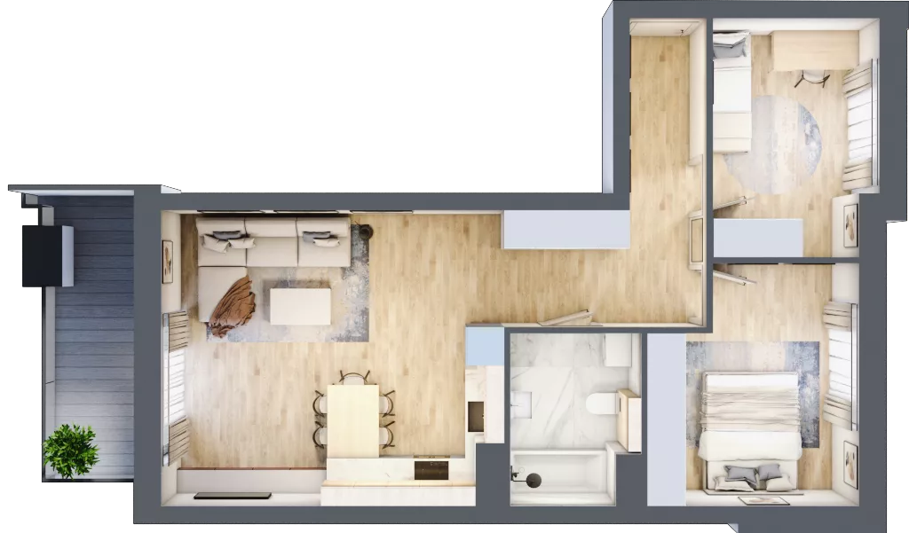3 pokoje, mieszkanie 62,06 m², piętro 5, oferta nr 1.173, La Vie House, Kraków, Podgórze, ul. Łagiewnicka
