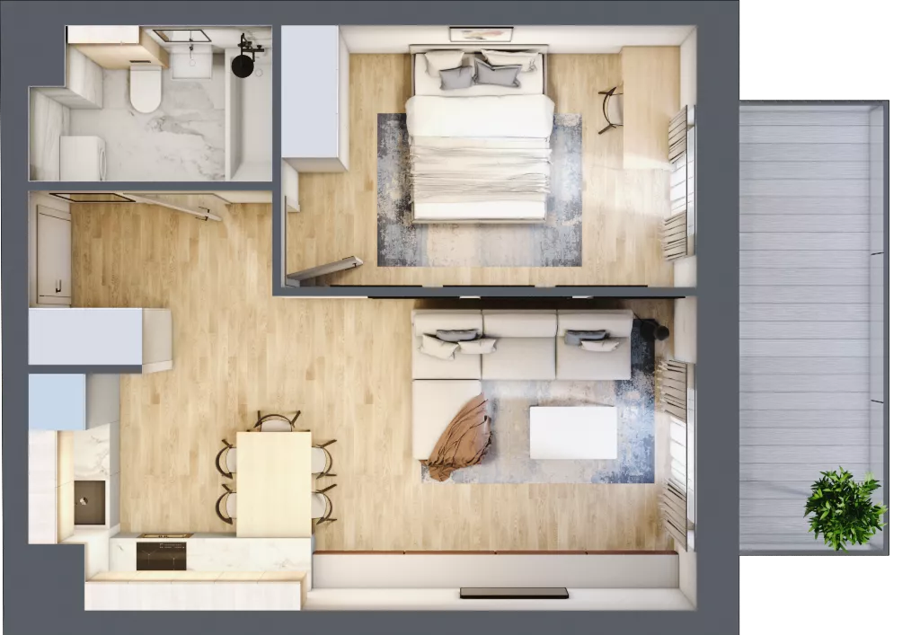 2 pokoje, mieszkanie 42,25 m², piętro 1, oferta nr 1.180, La Vie House, Kraków, Podgórze, ul. Łagiewnicka