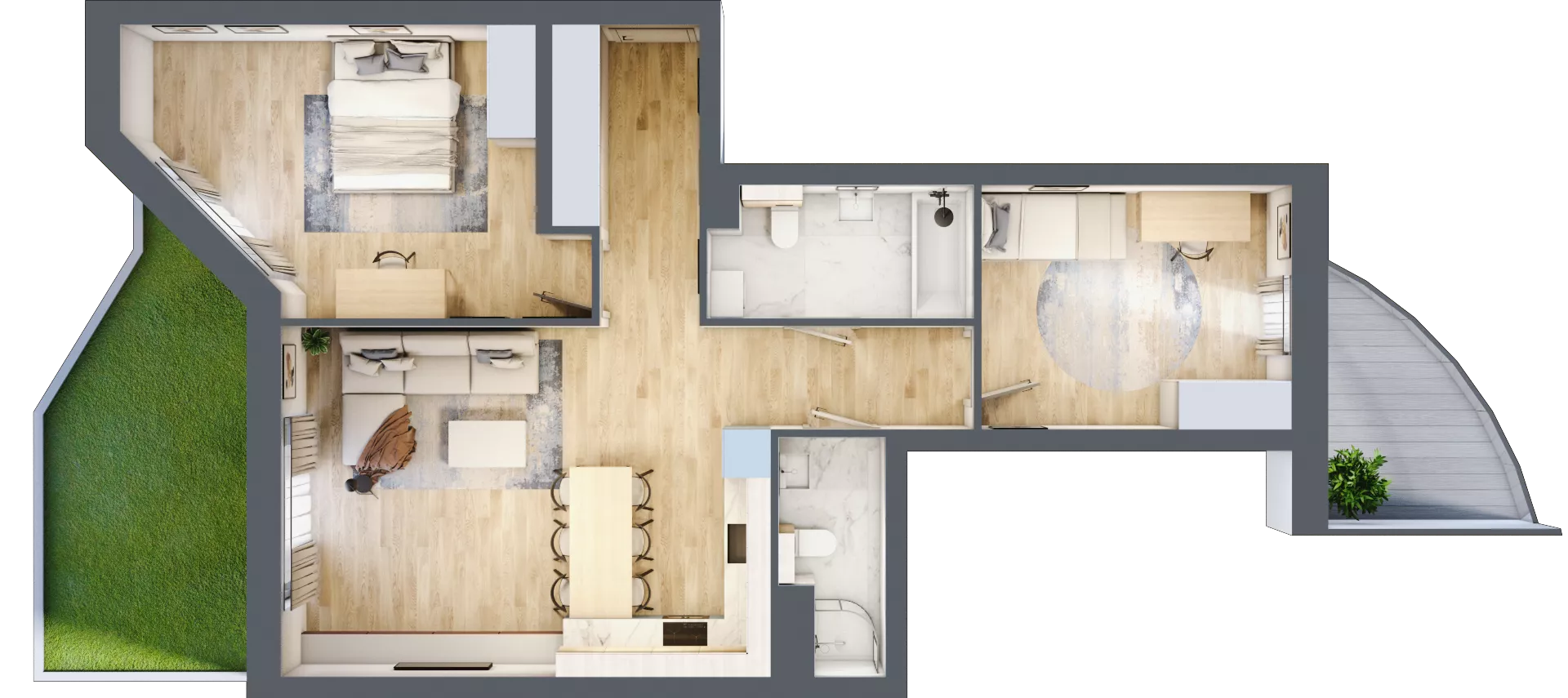 3 pokoje, mieszkanie 72,95 m², piętro 1, oferta nr 1.181, La Vie House, Kraków, Podgórze, ul. Łagiewnicka