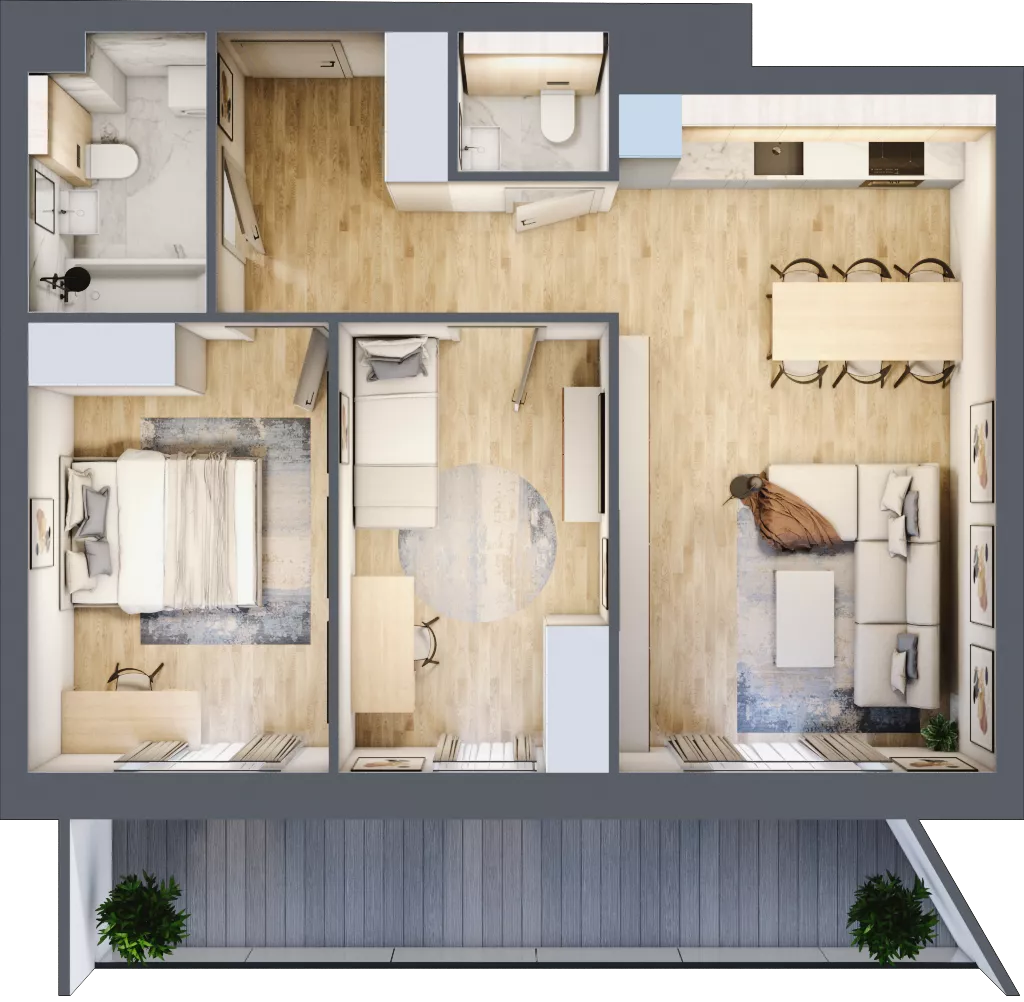 3 pokoje, mieszkanie 62,46 m², piętro 2, oferta nr 1.183, La Vie House, Kraków, Podgórze, ul. Łagiewnicka